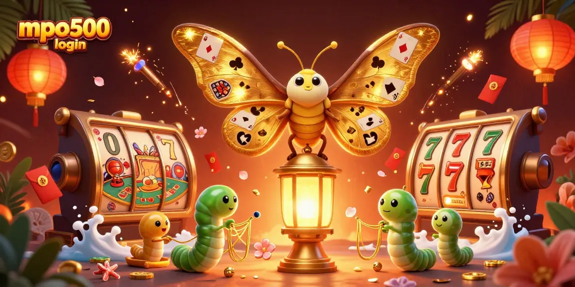 Experience the thrill of mpo500 login as a majestic moth and silk worms create casino magic.