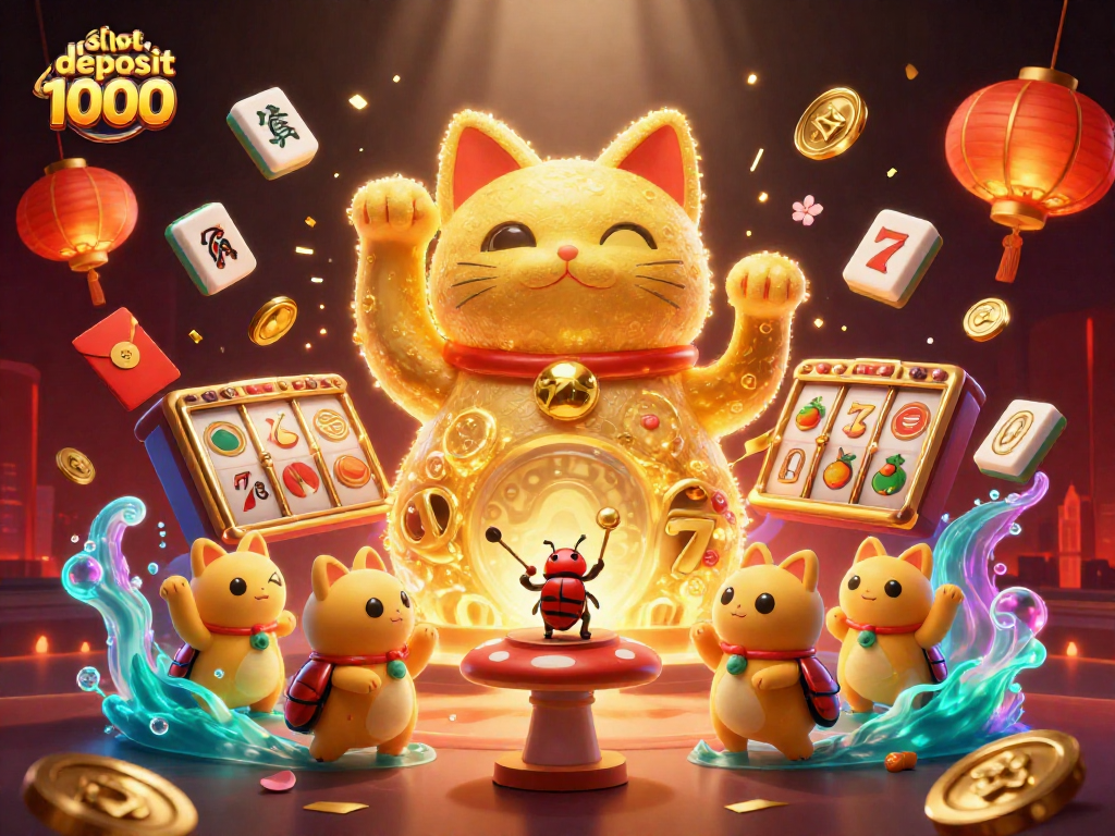 Experience the excitement of slot deposit 1000 in this vibrant casino-inspired illustration.