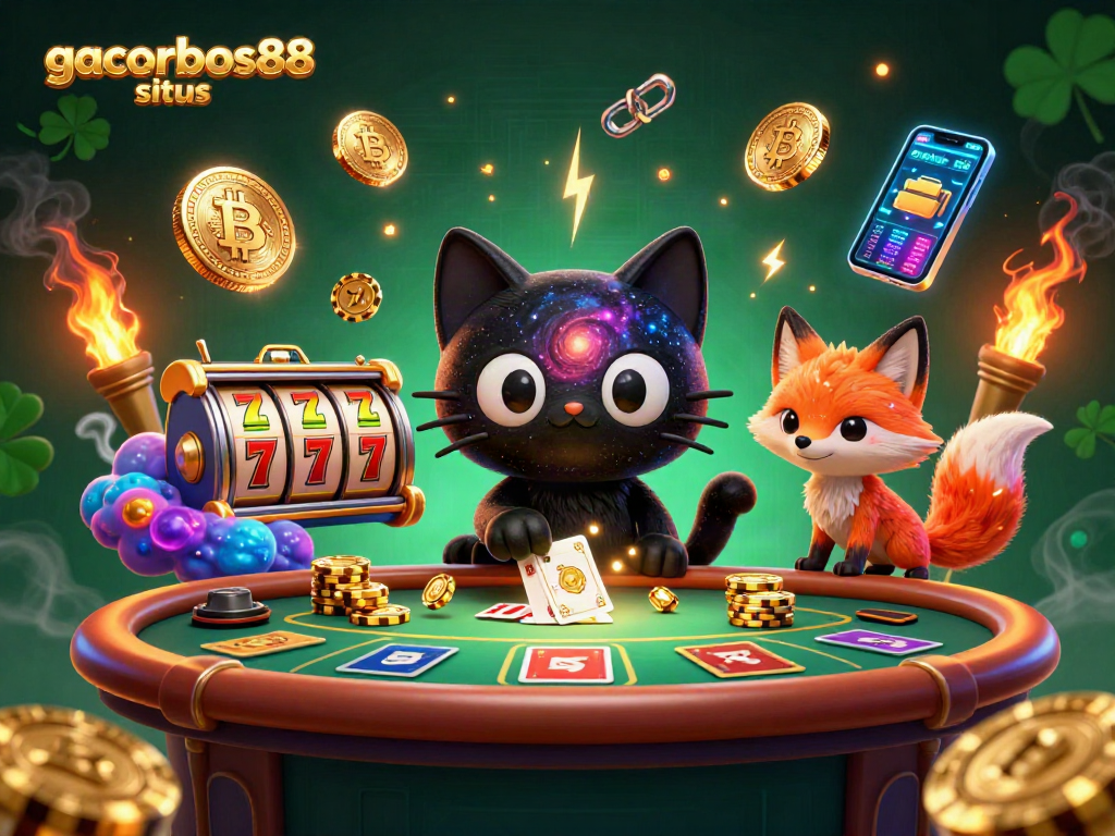 Engage with gacorbos88 situs in a mesmerizing cosmic casino scene featuring a black hole cat.