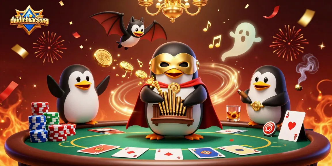 Experience thrilling gameplay in daidichxacsong with an exciting poker scene, including unique characters and vibrant casino elements.