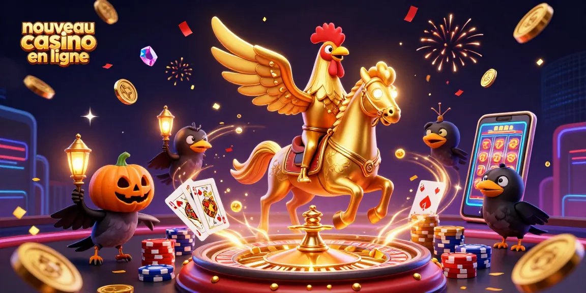 Visitez le nouveau casino en ligne avec notre illustration festive et dynamique de jeux de casino.