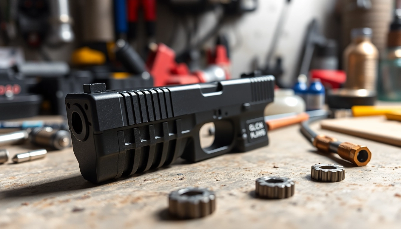 Showcasing a glock 19 slide oem in a workshop to highlight its exceptional craftsmanship.