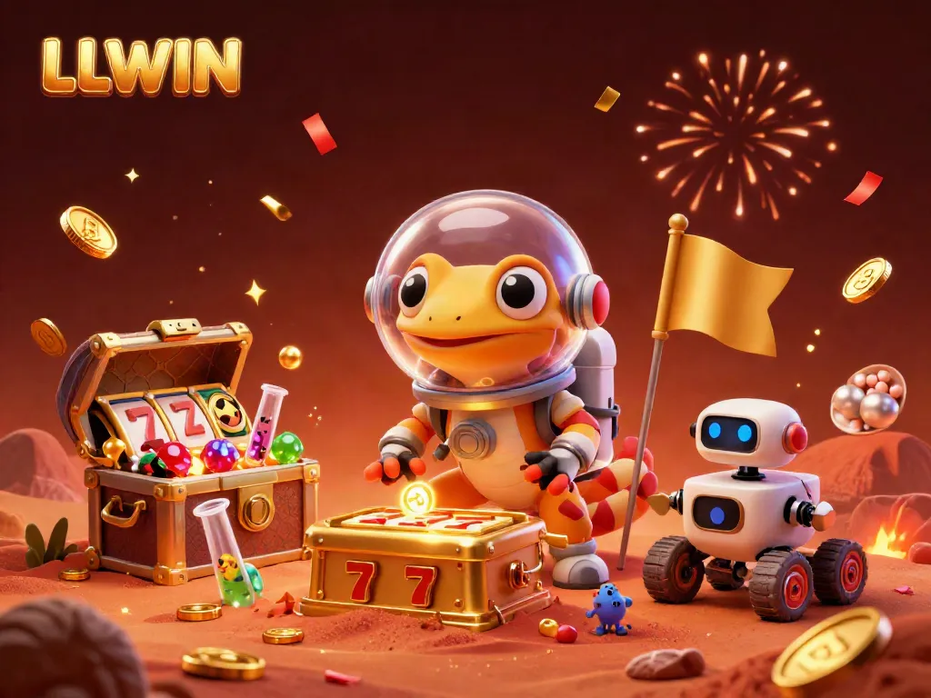Join the captivating adventure at LLWIN, discovering a hidden casino amidst a Martian landscape, filled with gold and excitement.