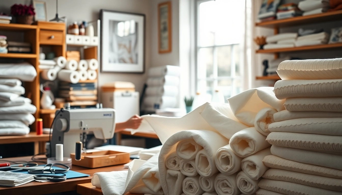 Molton per meter wordt vakkundig verwerkt in een gezellige naaikamer.
