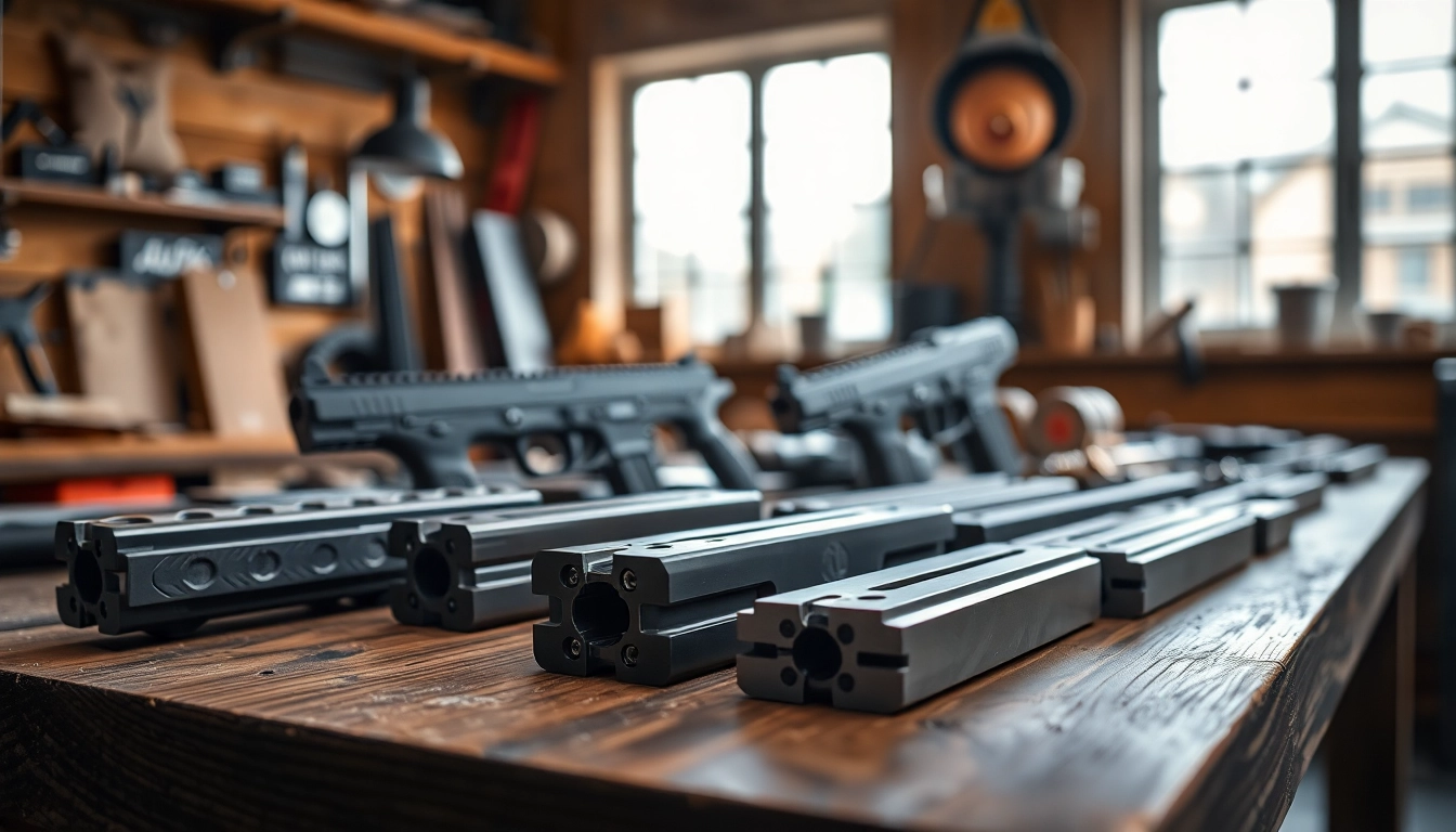 Showcasing glock slides with unique designs, highlighting craftsmanship and precision.