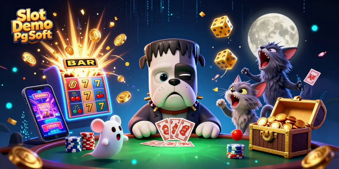 Engage with Slot Demo Pg Soft featuring a thrilling animated casino scene with vibrant characters and exciting game elements.