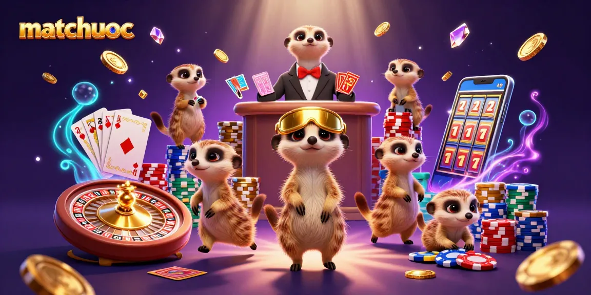 Experience the excitement of matchuoc with charming meerkats operating a bustling casino.