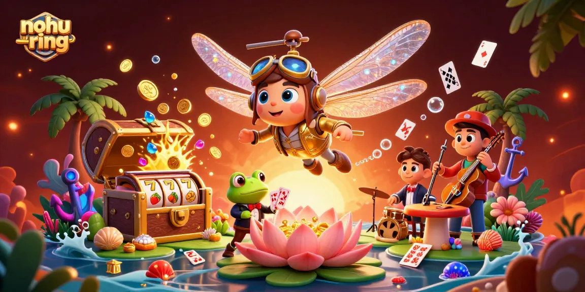 Win big with nohu-ring in this dynamic casino scene featuring exciting elements and characters.